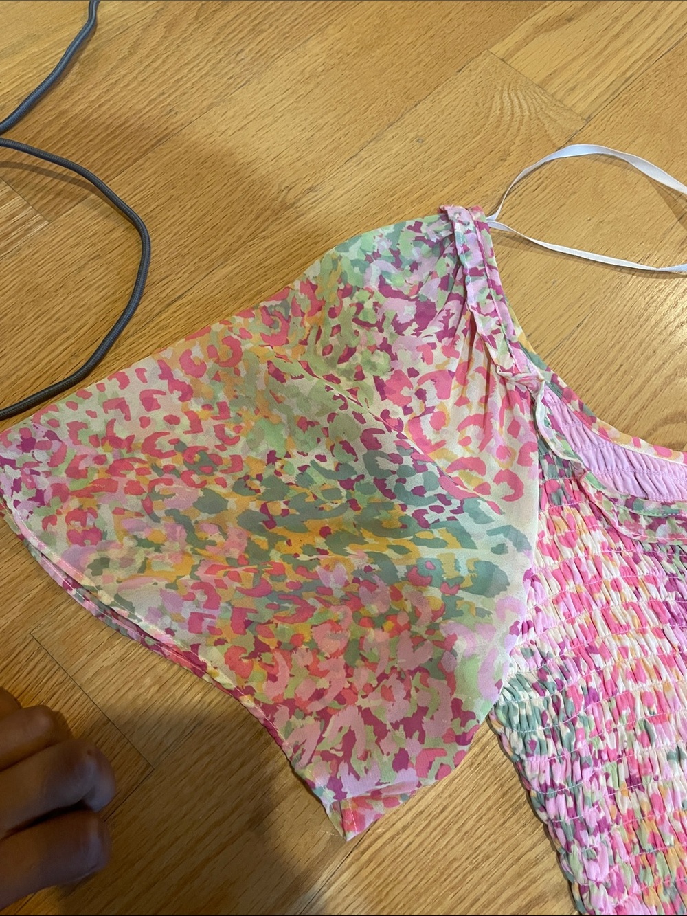 BCBGeneration Pink Multi-Color Smocked Ruffle Dress - Picture 3 of 7